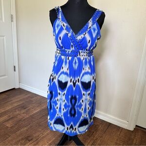 INC International Concepts Blue Studded Midi Sundress L